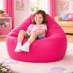 SHIRA 24 Kids Teardrop Bean Bag Cover Only with Side Pocket | Premium Leatherette Bean Bag Chair Cover for Boys & Girls | Soft, Durable & Lightweight Kids Seating Cover | Upto 100 Kg (Pink,XXXL)