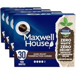 Maxwell House Dark Roast Coffee 100% Compostable K Cup Coffee Pods, 292g (4 Boxes of 30 Pods)