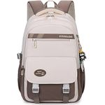 Woyiyaan School Backpack for Girls Bookbag Cute Aesthetic School Bag College Middle High Elementary Backpack for Teens Girls (Brown)