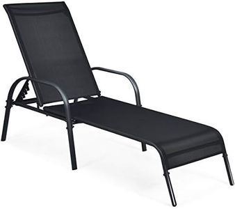 COSTWAY Bain de Soleil Inclinable à Dossier 6 Niveaux, Transat Jardin Exterieur avec Roues, Charge 150 KG, pour Terrasse Cour Piscine Plage Balcon (Noir, Style3)
