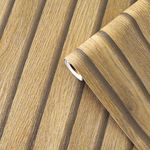 Dzhuywer Wood Plank Bamboo Wallpaper Wood Panel Contact Paper Peel and Stick Wallpaper Self Adhesive Removable Wood Grain Wall Paper for Cabinets Countertop Cabinet Furniture Home 15.7" x 118" Vinyl