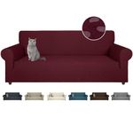 CHELZEN Latest Water Repellent Sofa Covers 3 Seater Super Stretch Couch Cover for Dogs Pets Non-Slip Sofa Slipcover Furniture Protector for Living Room (Wine Red, 3 Seater)