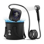 Portable Shower for Camping, 8000mAh Rechargeable Camping Shower Pump, 5 Shower Modes & IPX8 Waterproof, 5 Gallons Foldable Bucket, Outdoor Shower for Hiking, Travel, Car, Pet, Beach, RV, Boat - Black