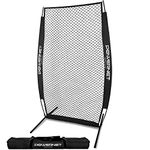 PowerNet I-Screen with Frame and Carry Bag (Black) | Portable Baseball Pitcher Protection at Batting Practice | Instant Player and Coach Protector from Line Drives Grounders | Heavy Duty Netting