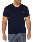 Lacoste Men's V-Neck Pima Cotton Jersey T-Shirt, Navy Blue, 6