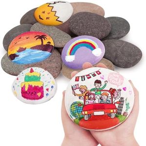 Lechloris 12pcs River Rocks for Painting- 3-5 inches Extra Large Rocks- Thick-Flat-Smooth Painting Rocks - Painting for DIY, Kids Crafts,Kindness Stone, Garden & Home Decor, Holiday Easter Gift