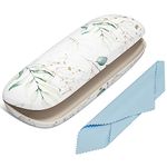 NPOOYI Eyeglasses Case, Hard Shell Protective Case for Glasses, Unisex for Women Men, Glass Case with Cleaning Cloth，White background leaves