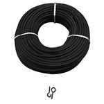 picturehangingdirect.co.uk Black Net Curtain Wire Voile rope rod Including 6 Hooks 6 eyes 1Mtr-30Mtr Length (Black Wire + (Black 6Hooks+6Eyes), 5 meter wire)