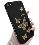 Qokey for iPhone SE 2022/SE 2020/iPhone 8/iPhone 7 Case,Side Cute Plated Love Heart Bling Butterfly with Full Camera Lens Cover Protection Soft TPU Shockproof Phone Case for Women Girls Men,Black