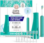 GuruNanda Lion & Lamb Kit 2.0, Electric Toothbrush with Water Flosser Combo, 4 Jet Tips, 4 Brush Heads, & IPX7 Waterproof Design for Complete Oral Care, Teal