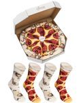 Rainbow Socks - Man Woman Pizza Socks Box Pepperoni - 4 Pairs - Size 4-7