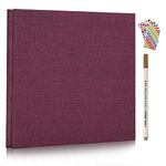 RECUTMS Scrapbook Self Adhesive for 4x6 8x10 10x12 Size DIY Linen Photo Album Baby Wedding Scrapbook Magnetic Book Family Memory Scrap Book 40 Sticky Pages with A Metallic Pen（Purple）