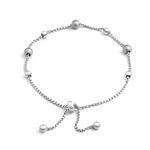 DUEDUE Stainless Steel Bracelet for Women Men Frosted Steel Beads Bracelet Anklet for Women Silvery Hypoallergenic Bracelets Chain Adjustable Jewelry Gifts for Mother's Day Father's Day