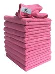 DCS Microfibre Cleaning Cloth, Pink, Pack of 10, Large Size: 40x40cm. Super Soft Premium Streak Free Washable Cloth Duster for Kitchen, Bathrooms, Surfaces, Mirrors, Car, Motorbike