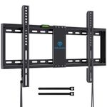 PERLESMITH Fixed TV Wall Mount Bracket Low Profile for 32-82 inch LED, LCD, and OLED Flat Screen TVs - Fits 16”- 24” Wood Studs, Fixed TV Mount with VESA 600 x 400mm Holds up to132lbs (PSLLK1), Black