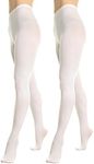 Angelina Women's Professional-Grade Footed Ballet Tights (2-Pack), 248_WHITE_S-M