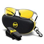 BLUPOND Night Driving Glasses For Men/Women - HD Yellow Vision for Maximum Clarity - Rally, Silver