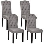 KOTEK Upholstered Dining Chairs Set of 4, Tufted Parson Chairs w/High Backrest, Solid Wood Legs, Modern Fabric Padded Side Chairs for Dining Room, Kitchen, Living Room (Grey)