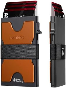 RUNBOX Slim Card Holder Wallet for Men, Minimalist RFID Blocking Wallet with Pop-Up Function, Ultra-Thin Design, Metal Business Card Cases holds 12+ Cards, Gifts for Men, Men's Accessories