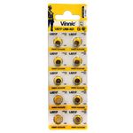 Vinnic 10 x Premium Button Cell Alkaline Batteries AG1, 164, 364, SR621, LR621, watch batteries