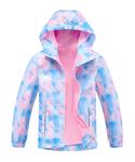 M2C Girls Rain Jacket Lightweight Hooded Fleece Lined Raincoat Blue Pink 10-12