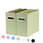 Oterri File Organizer Box, Cardboard File Storage Box with Handle, Portable File Box Organizer, Fit for Hanging File Folders Letter Size, 2 Packs, Green (No Folders)