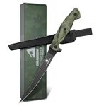 DRAGON RIOT Fillet Knife 6 Inch, Black Stainless Boning Knife for Meat Poultry Cutting, Fillet Fishing Bait Knife with Protective Sheath and Large Non-Slip Handles