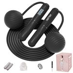 YOTTOY Cordless Jump Rope with Counter - Ropeless Jump Rope 2 In 1 with Large Cordless Ball-Weighted Jump Rope for Women with LCD Display and Tangle-Free-Ideal for Cardio, Crossfit, and HIIT Workouts