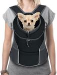 YUDODO Pet Dog Backpack Carrier with Storage Pockets Dog Front Pack for Small Dogs Cats Head Out Breathable Chihuahua Backpack for Hiking Cycling Walking (M(4.5-9lbs), Black)