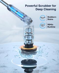 Leebein Electric Spin Scrubber – Long Handle, 8 Brush Heads, Remote Control