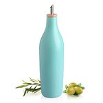 Sweejar Porcelain Olive Oil Dispenser Bottle, Opaque Oil Cruet Protects Oil to Reduce Oxidation, Suitable For Storage Of Vinegar, Oil, Wine, Coffee Syrups & Other Liquids, Pack of 1(Turquoise)