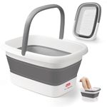 DEANIC Foot Spa, Foot Bath with Massager, Collapsible Pedicure Bowl with Carry Handle, Footspa for Women and Men, Foot Soak Bowl (Grey)