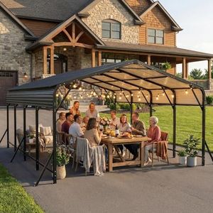 FOREOCELIV 20x20 FT Galvanized Steel Carport Canopy, Heavy Duty Triangle Reinforced Frame, UV-Proof Waterproof Roof, Large Capacity for Car, SUV, Boat, Tractor (20 x 20 FT)