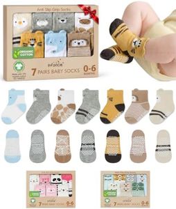 infancie Organic Cotton 100% GOTS Certified Baby Socks 0-6 Months Soft for Infants, Comfortable and Breathable, Newborn 7 Pair Socks for Girls & boys Lightweight Daily Wear Multi Color Animal Design