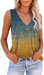 ETCYY Women's Sleeveless V Neck Tank Tops Summer Trendy 2025 Causal Cute Printed Loose Fit Workout Athletic Yoga Shirts,Print Texture Yellow,Large