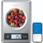 RENPHO Digital Kitchen Scale, Food Scale Digital Weight Grams and oz for Baking Cooking and Coffee, 11lb Nutritional Calculator for Keto, Macro, Calorie with Smartphone App, Stainless Steel