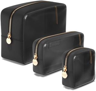 Clear Cosmetic Bags Set of 3, Mini Small Large Makeup Bags For Women Clear Pouch Cosmetics Cases Zipper Cute Pouches Make Up Travel Toiletry Essentials Preppy Purse Organizer Makeup Cases, Black