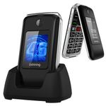 uleway 4G Senior Mobile Phone For Elderly Big Button Phone Easy to Use Basic Flip Phone 2.8+1.77inch Dual LCD Big Display Screen SIM Free Unlocked Senior Mobile Phone