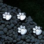 GloBrite Set of 4 LED Solar Powered Pet Paws Animal Prints Outdoor Lamp, Creative String Light Decorative Outdoor Lights for Patio, Yard, Garden - White LED