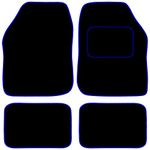 Carsio Universal Car or Van Floor Mats 4PC Set Non Slip Carpet with Blue Edging