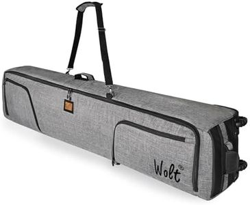 WOLT Rolling Ski Bag - Padded Ski Bag with Wheels for Air Travel for Double Pairs of Skis up to 190 cm (Grey)