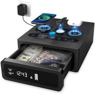 Biometric Gun Safe for Handgun | 0.1S Fingerprint Safe with 3-in-1 Wireless Charging Station, LED Display & Silent Mode, Bedside Pistol Safe for Home Defense, Gift for Gun Owners
