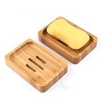 Gurkkst 2 PACK Natural Wooden Bamboo Soap Dish Storage Holder Soap Holder for Bathroom Shower Soap Dish Container Hand Craft for Soap,Sponges and More