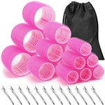 VIEWS Self Grip Rollers Hair Curlers 30Pcs Set with 18Pcs Hair Roller 3 Sizes (6 Large Rollers, 6 Medium Rollers and 6 Small Rollers) and 12 Clips for Long Medium Short Hair Volume