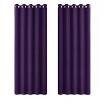 PONY DANCE Curtains- Super Soft Eyelet Thermal Insulated Blackout Curtain Privacy Protected Panels for Sliding Glass Door/Living Room, 2 Panels, W 66 by D 72 in, Purple