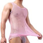 YOOBNG Men's Mesh Vest Undershirt Fishnet T-Shirt Sleeveless Undershirt Hollow Out Tank Top Undershirt