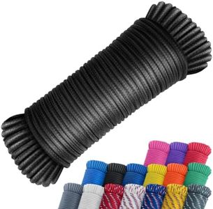 SMART&CASUAL 100 ft 1/4" Polyester Rope (Comparable to Nylon Rope) Poly Strong Utility Cord for Clothes Line Flag Pole Camping Crafting (Black)