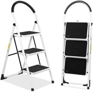 3 Step Ladder, Folding Step Stool, Portable Household Stepladder with Widen Pedal, Portable Non-Slip Rubber Mat, for Kitchen Pantry Closets Home Office, Holds up to 150 KG