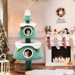 YITAHOME 63" Christmas Cat Tree with Cat Teaser Toy, Cat Tower for Indoor Cats with 2 Cat House, Christmas Tree Design with Plush Ball for 2 Cat