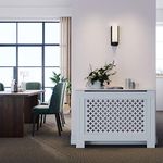 ELEGANT Radiator Cover Cross Slat Radiator Shelve White Painted Modern MDF Cabinet for Living Room Bedroom, Medium